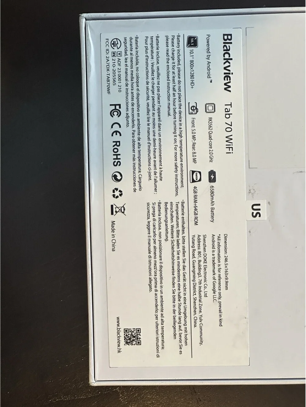 Blackview Tab 70 Wifi 4+8GB+64GB Android Tablet- 10” (10.1”)